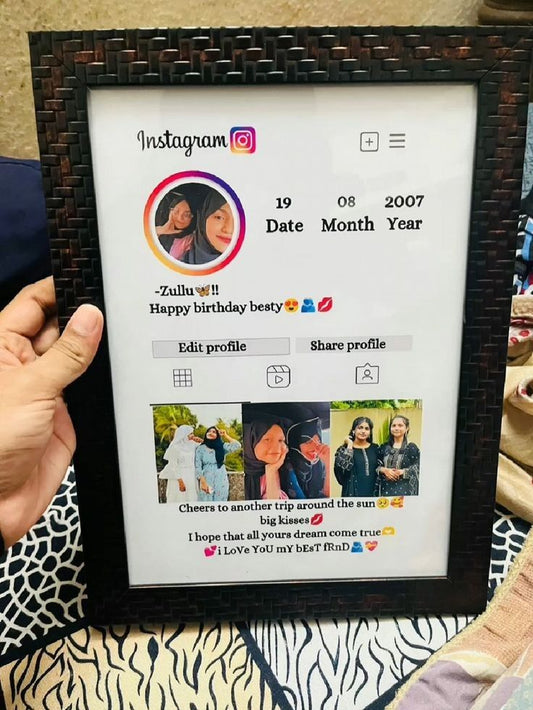 Personalized Instagram Profile Photo Frame Style. A Perfect Present for You, Customized Gift, Birthday Gift, Marriage, Valentine's Day Gift (Black)