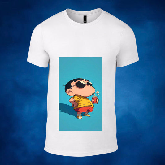 Shinchan Summer King Printed White Tshirt