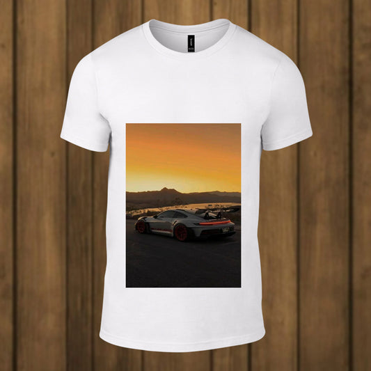 Racing Car Printed White Tshirt