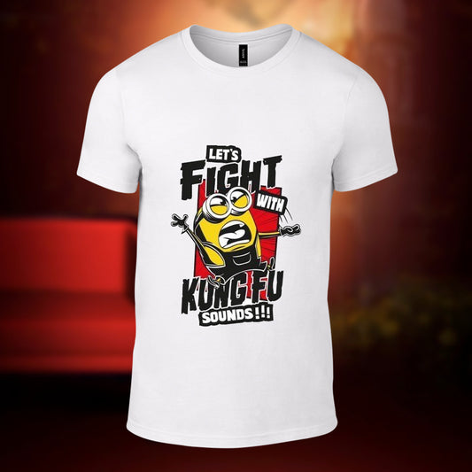 Let's Fight With KUNG FU Sound's Printed White Tshirt