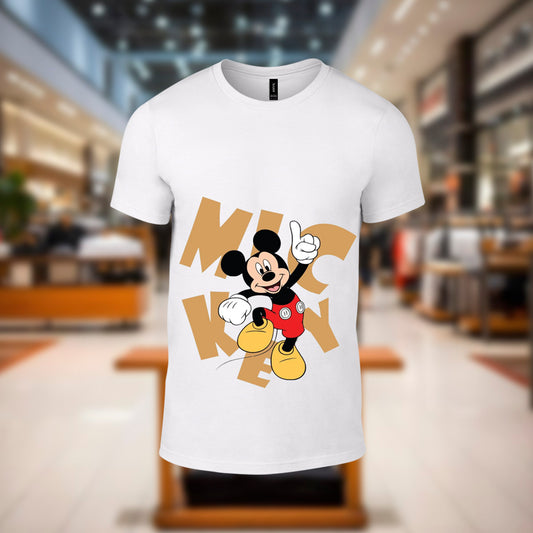 MICKEY (FAVORITE CARTOON) Printed White Tshirt