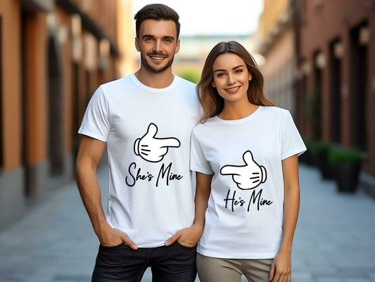HE'S MINE & SHE'S MINE Couple Love Printed Tshirt for Men and Women - JNK TRENDS 01