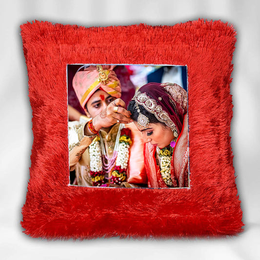 Personalized Square Shape Fur Cushion Pillow Cushion with Photo | Gift for All Occasions