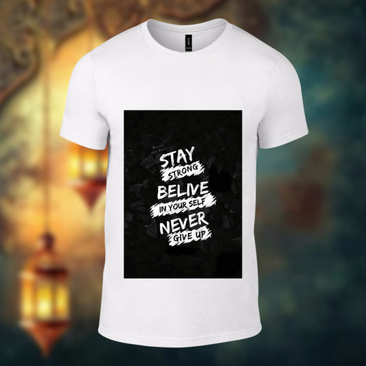 Stay Strong Printed White Tshirt
