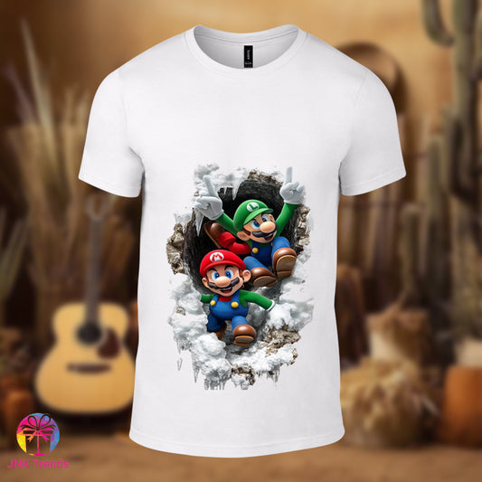 Mario- Printed White Tshirt