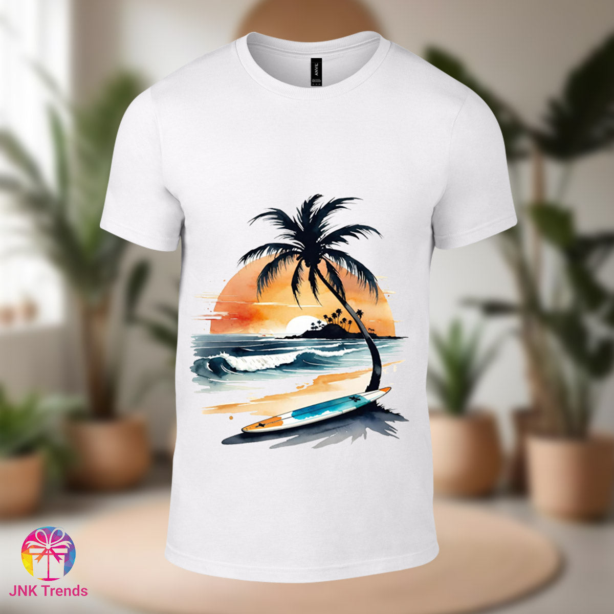 Sunset Beach- Printed White Tshirt