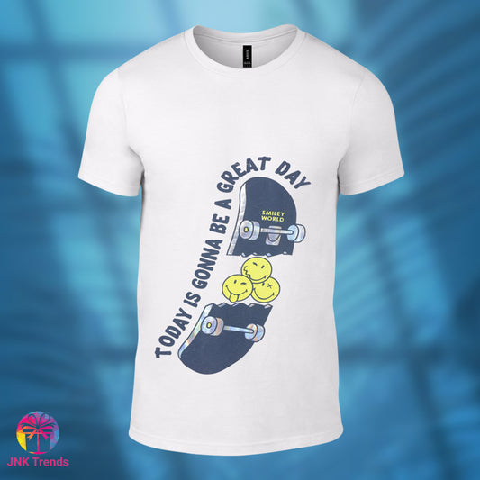 Great Day Skateboard- Printed White Tshirt