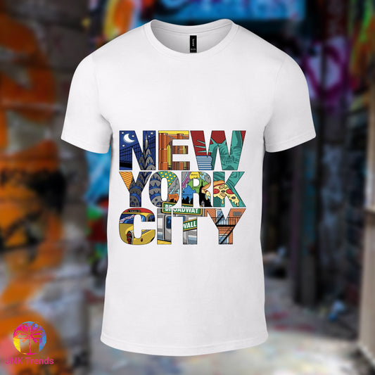 New York City- Printed White Tshirt