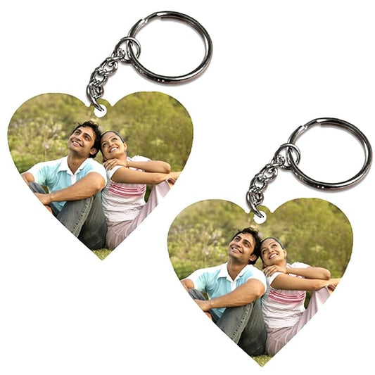 Personalised Heart Photo Keychain (Combo Customised With Photo Unique Birthday Key Chain