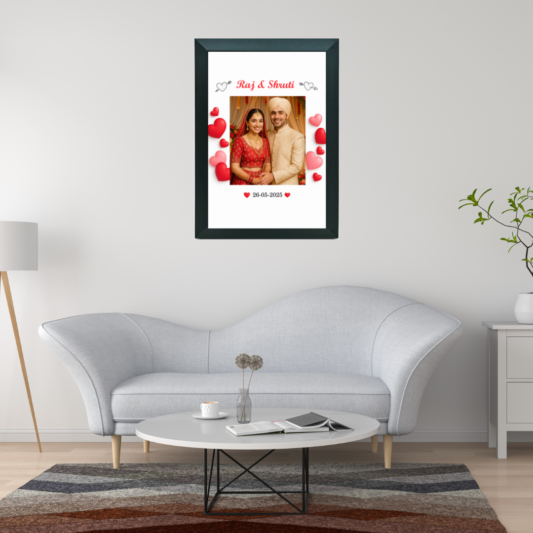 Customized Wall Photo Frame with Hearts™ – Wedding, Anniversary, Birthday
