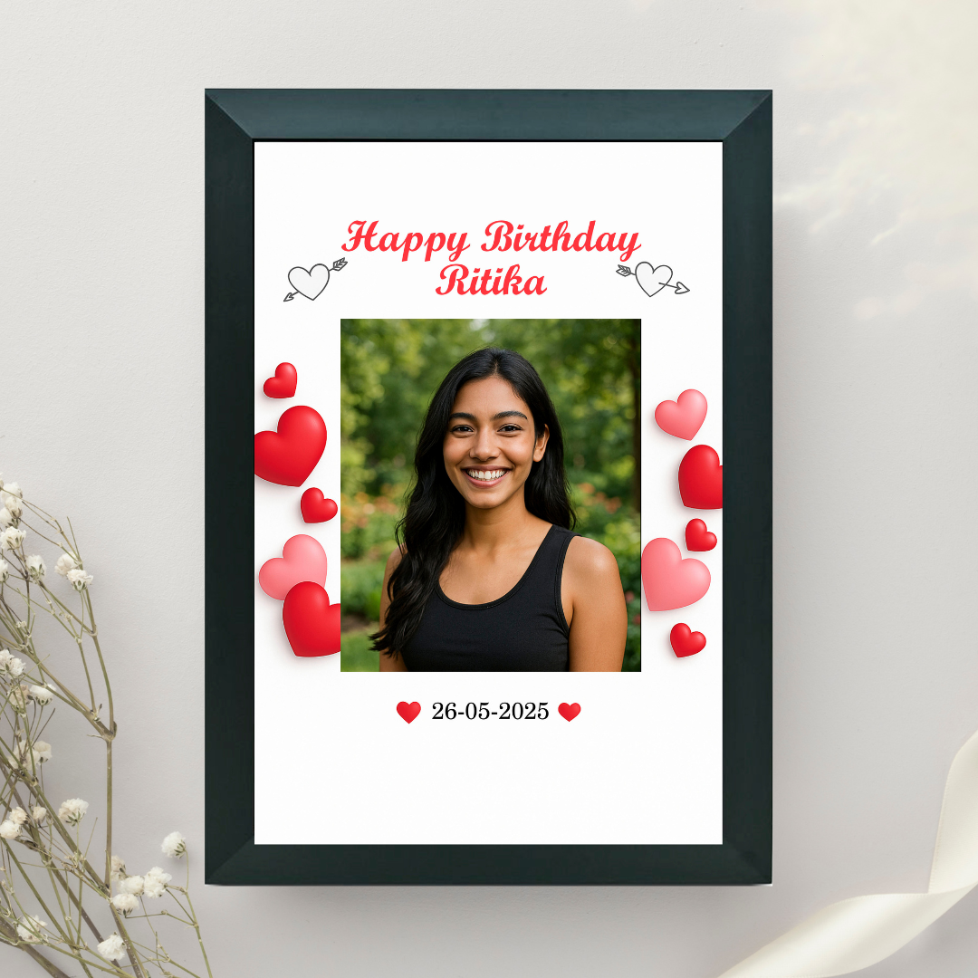 Customized Wall Photo Frame with Hearts™ – Wedding, Anniversary, Birthday