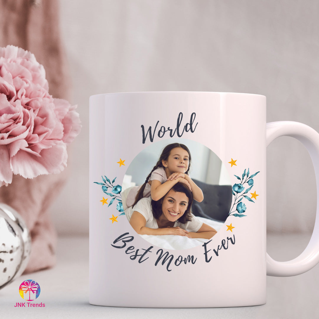 Personalized Mother’s Day Photo Mug With World Best Mom Text - Trending Mug