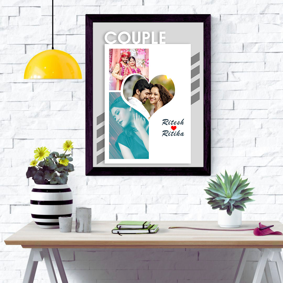 Personalized Couple Photo Frame Gift for Anniversary, Wedding,Birthday or Valentine's Day