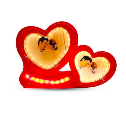 Double Heart LED Magic Mirror Photo Frame