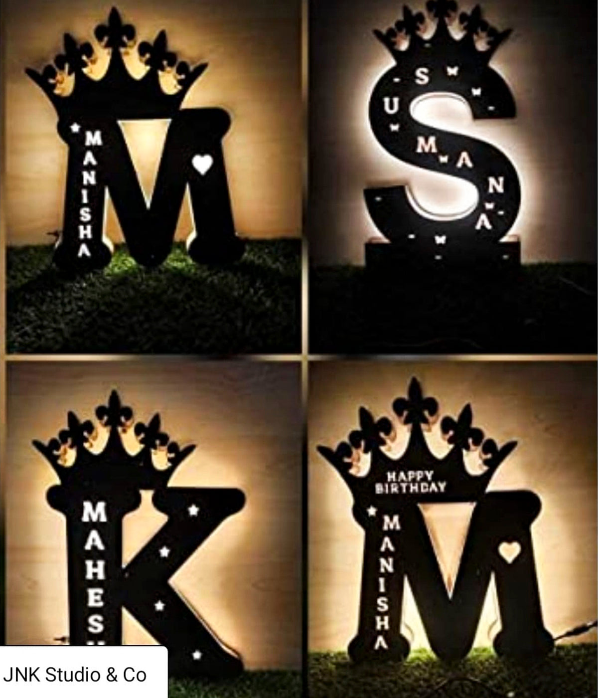 JNK TRENDS Wooden Personalised Couple Photo & Name Gift Led Night Lamp | for Valentine, Birthday, Marriage, Anniversary, Husband Wife