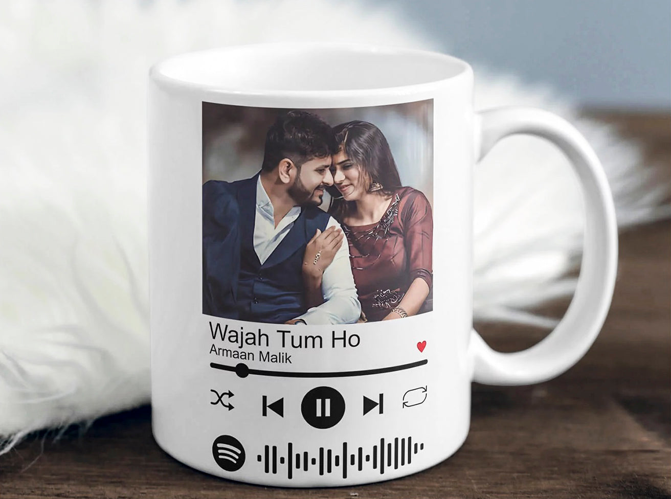 Spotify Mug with Your Song Uplode & Photo & Text - Valentine Day Customized Gifts Image Coffee Mugs for Birthday, Anniversary, Hubby, Wifey