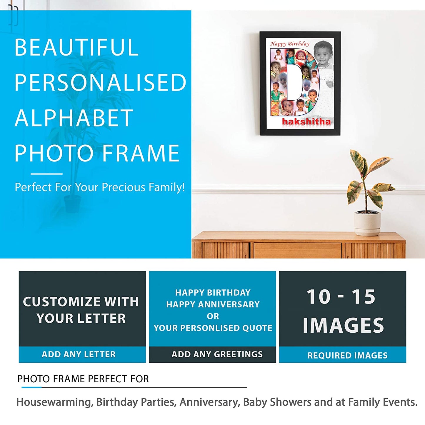 Personalized Alphabet Photo Frames for Birthday Gift..