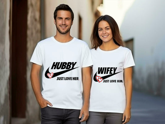 HUBBY WIFEY Couple Printed Tshirt For Your Loved Ones(Pack of 2) - JNK TRENDS 11