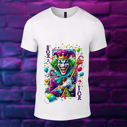 UOKFOK-CARDS JOCKER Printed White Tshirt