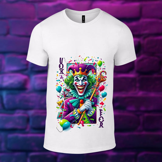 UOKFOK-CARDS JOCKER Printed White Tshirt