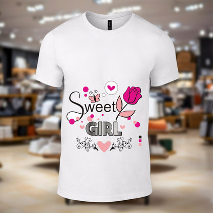 Sweet Girl(Feel your girl special )Printed White Tshirt