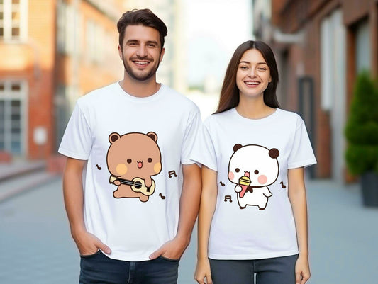 BUGGU DUDDU  Couple Printed Tshirt l Men's and Women's Round Neck T-Shirt (Pack of 2) - JNK TRENDS 17