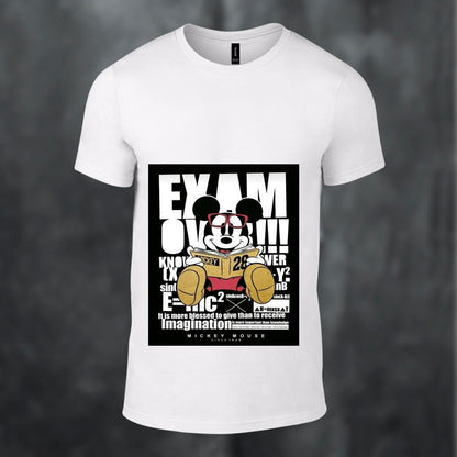 Cute Mickey With Book - Printed White Tshirt