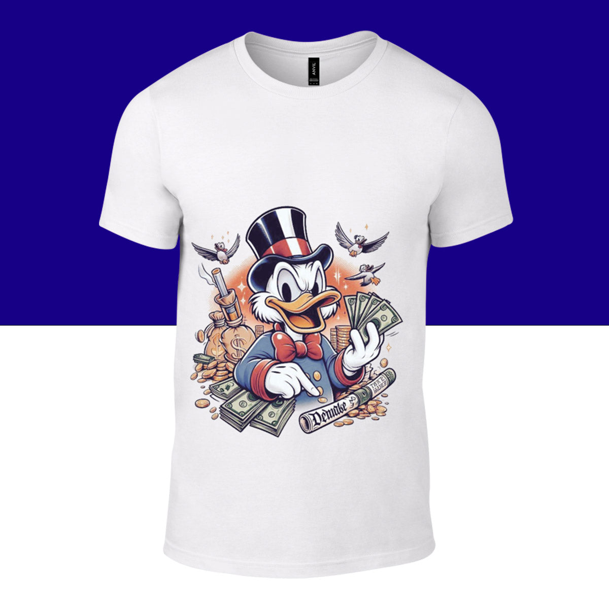 Cute Duck Money Maker- Printed White Tshirt