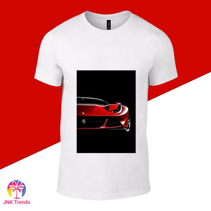 Devil Eyes Red Car- Printed White Tshirt