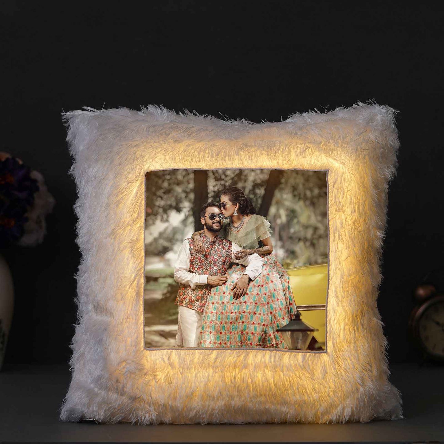 Customised Led Photo Pillow Cushion for Couples/Kids/Friends/Parents with Your Photo and Filler with Battery