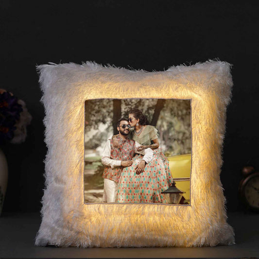Customised Led Photo Pillow Cushion for Couples/Kids/Friends/Parents with Your Photo and Filler with Battery
