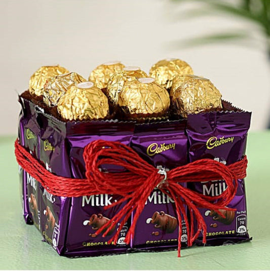 Dairy Milk Chocalate Hamper with Original Golden Farrero Chocalate
