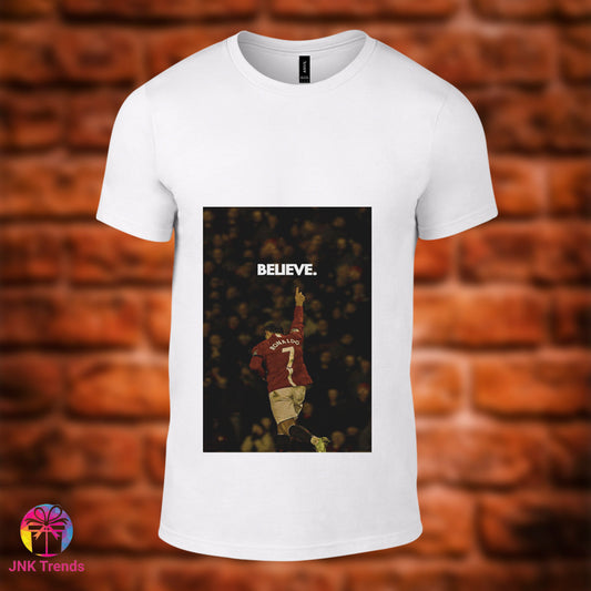 Believe Ronaldo- Printed White Tshirt