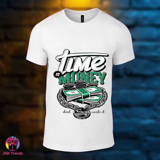 Time is Money- Printed White Tshirt
