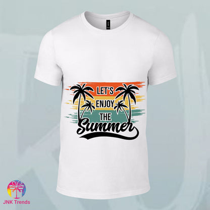 Let's Enjoy The Summer- Printed White Tshirt