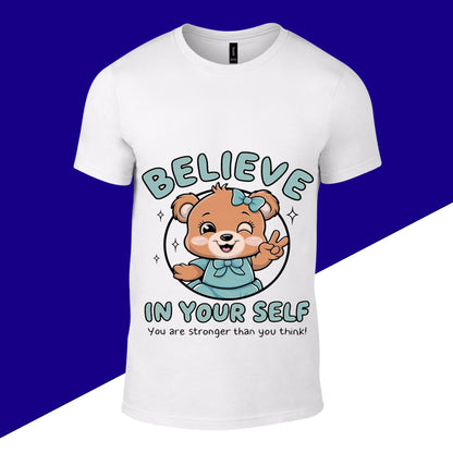 Believe in your self - Cat  Printed White Tshirt