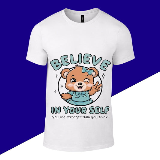 Believe in your self - Cat  Printed White Tshirt