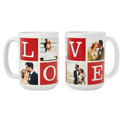 LOVE Couple Collage White Personalized Mug