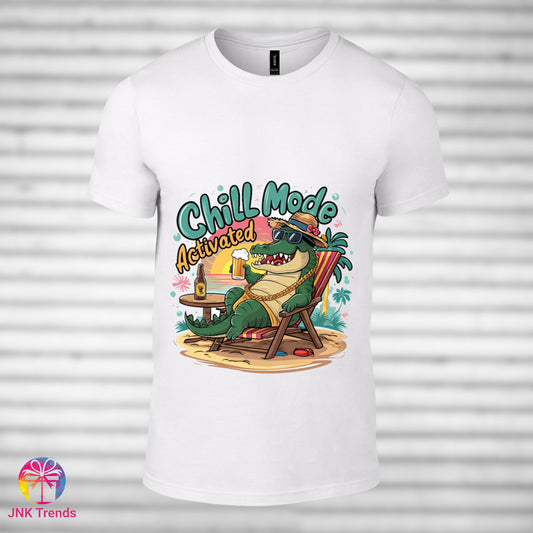 Chill Mode Activated- Printed White Tshirt