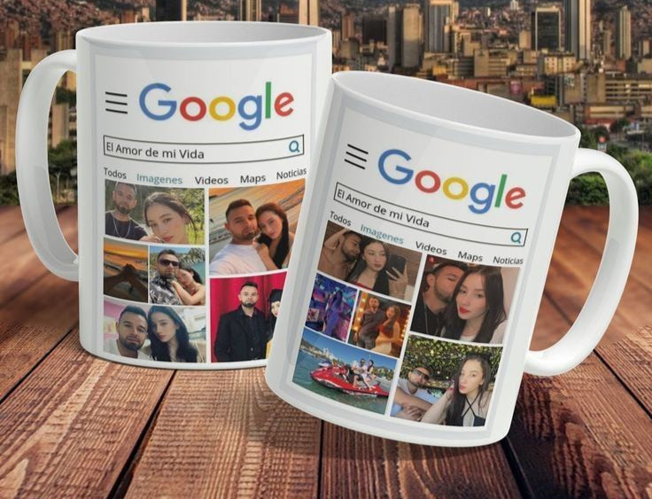 Personalized Coffee Mug with Google Search Images Style - Printed Ceramic Cup Best Couple in The World Gift for Wife, Husband or Couple; White; Pack of 1 [Customized with Photos]
