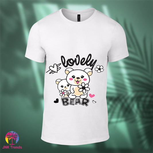 Lovely Bear- Printed White Tshirt