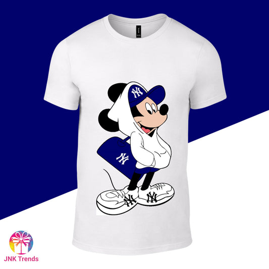 Smiley Mickey- Printed White Tshirt