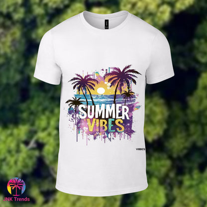 SUMMER VIBES- Printed White Tshirt