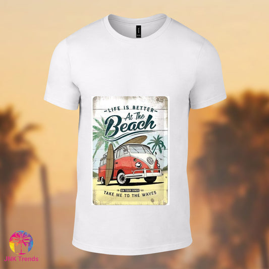 VAN Beach- Printed White Tshirt