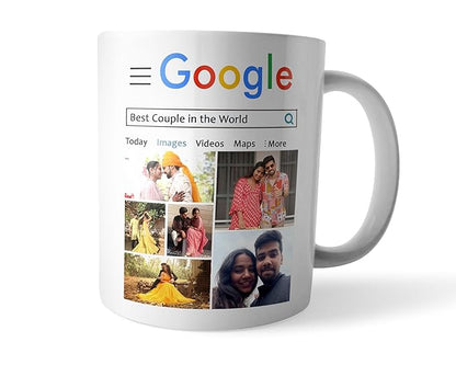 Personalized Coffee Mug with Google Search Images Style - Printed Ceramic Cup Best Couple in The World Gift for Wife, Husband or Couple; White; Pack of 1 [Customized with Photos]