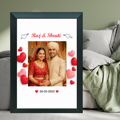 Customized Wall Photo Frame with Hearts™ – Wedding, Anniversary, Birthday
