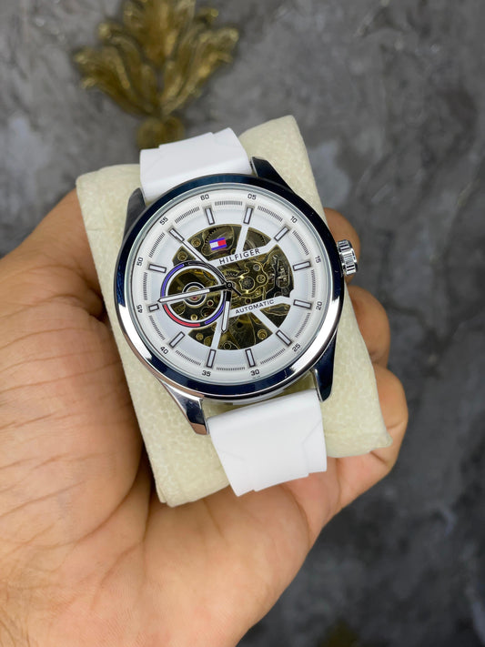 TOMMY HILLFIGER Pure White Dial Automatic Watch
