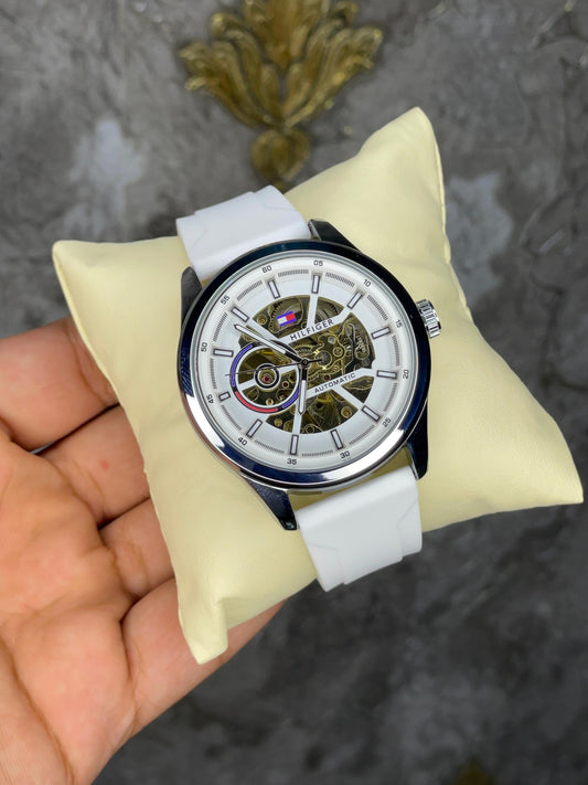 TOMMY HILLFIGER Pure White Dial Automatic Watch